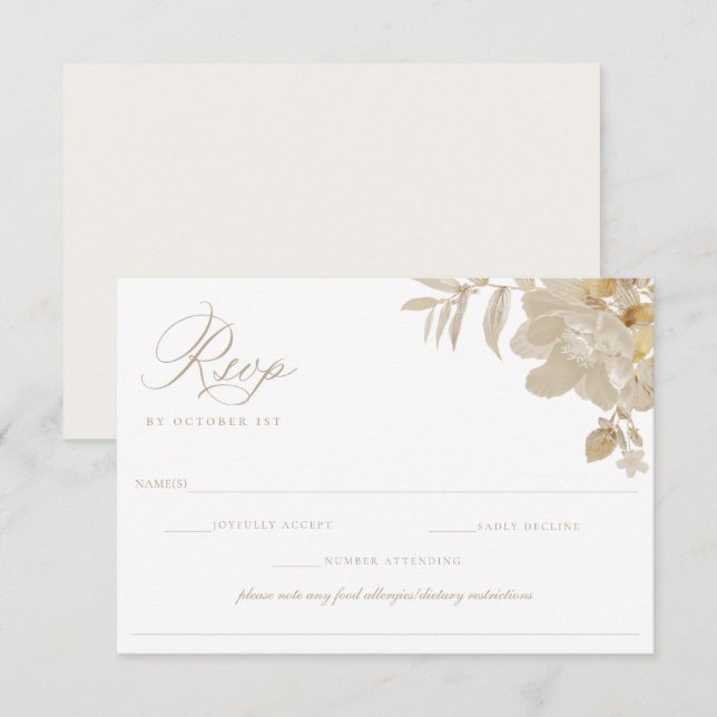 Mariage beige RSVP restriction alimentaire allergi (Devant / Derrière)