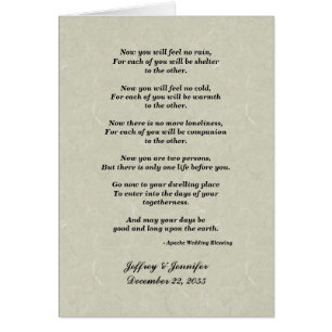 Mariage, Bénédiction Apache, Carte de voeux gris T