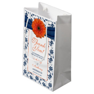 Mariage Bienvenue Sac cadeau Orange Daisy Navy Dam