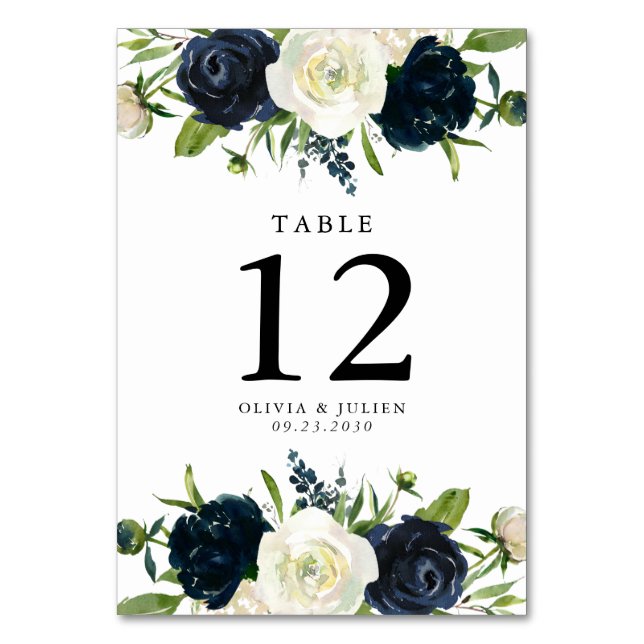 Mariage blanc bleu et crème marine Numéro de table (Par défaut)