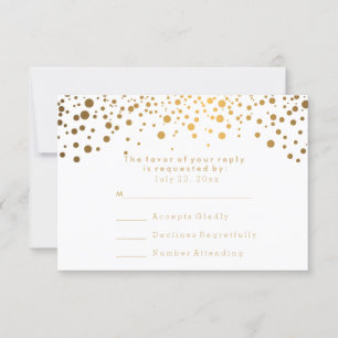 Mariage blanc de confettis élégants d'or de RSVP