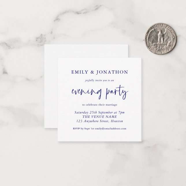 MARIAGE blanc de la MINI Navy Invitation de soirée (Devant/Arrière en situation)