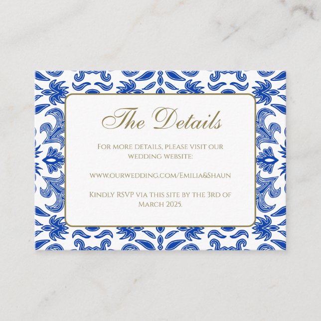 Mariage blanc et bleu Détails Carte de boîtier (Devant)