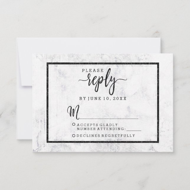 Mariage blanc et gris réponse RSVP (Devant)