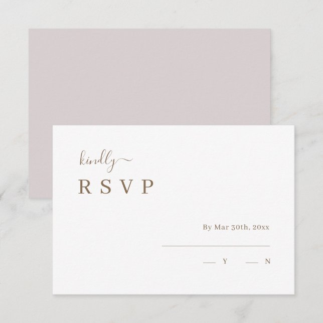 Mariage blanc minimaliste RSVP Invitation (Devant / Derrière)