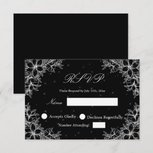 Mariage blanc RSVP avec graphismes floraux ornés