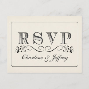 Mariage blanc Vintage RSVP Répondre Cartes postale