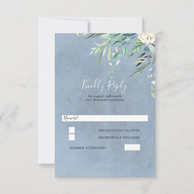 Mariage bleu et vert Dusty RSVP (Devant)