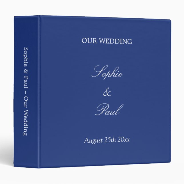 Mariage bleu foncé Personnalisé 3 anneau Classeur (Devant/Côté)