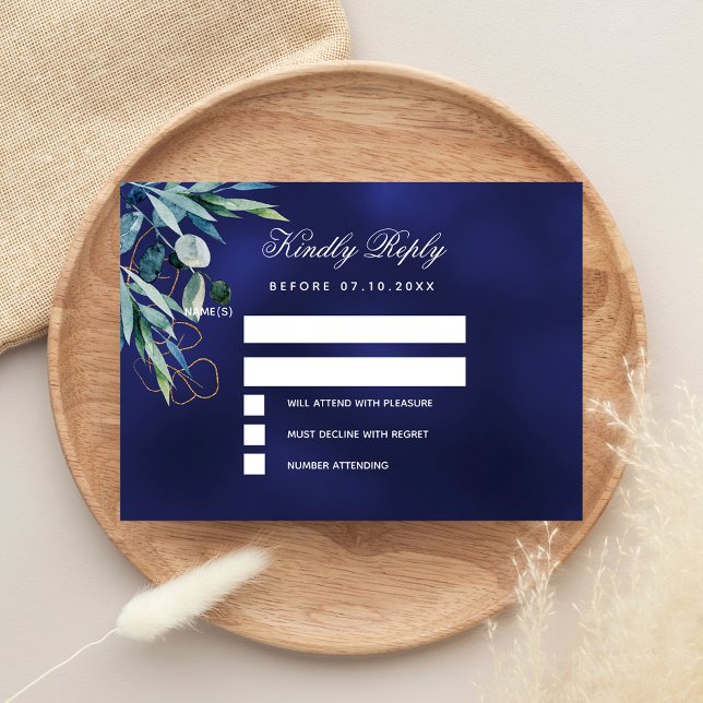 Mariage bleu marine de verdure RSVP (Créateur téléchargé)