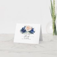 Mariage bleu marine et pêche Floral Merci