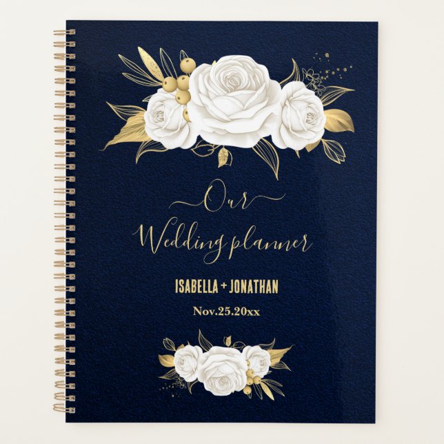 mariage bleu marine floral or blanc (Devant)