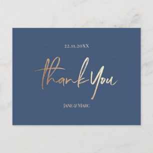 Mariage bleu marine Merci Cartes Élégant Script