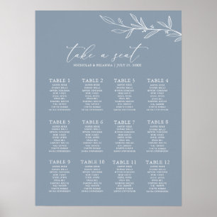 Mariage bleu poussiéreux minimal 12 Tableau de siè