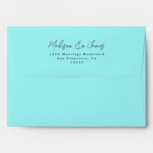 Mariage bleu turquoise Enveloppe d'adresse de reto