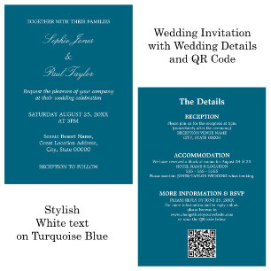 Mariage bleu turquoise QR Code RSVP Invitation
