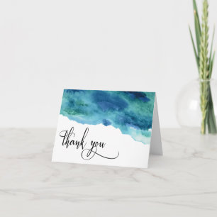 Mariage bleu vert Aqua Aquarelle Merci 1