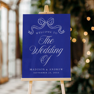 Mariage bleu vintage Elegance Bow Bienvenue
