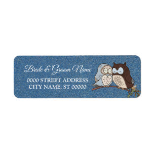 Mariage Blue Brown Owl Parties scintillant Adresse