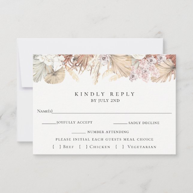 Mariage bohème branché RSVP avec carte de choix de (Devant)