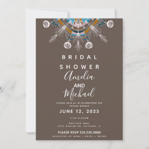 Mariage Bohème Moderne Mandala Brun Invitation de