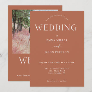 Mariage Boho en terre cuite avec invitation photo