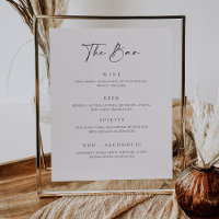 Mariage Boire Menu Bar Signer Poster de réception 