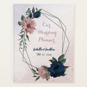 mariage botanique de fleurs rose et marine