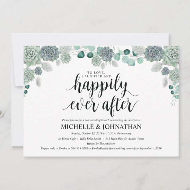 Mariage botanique du désert Carte d'invitation Bru (Devant)