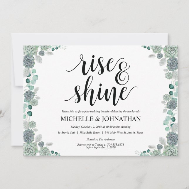 Mariage botanique du désert Carte d'invitation Bru (Devant)
