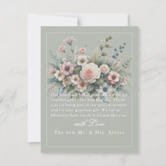 Mariage botanique Dusty Rose Carte de remerciement