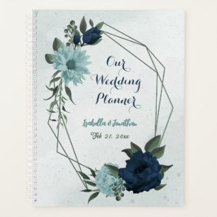 Mariage botanique fleurs bleu poussiéreux et marin