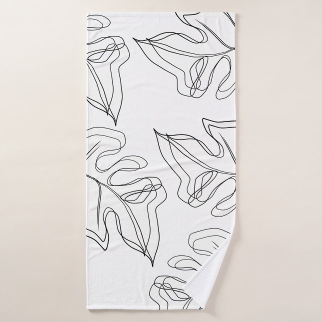 Mariage botanique noir de Monstera (Serviette de bain)