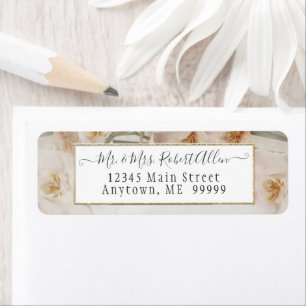 Mariage botanique rose floral élégant Script or