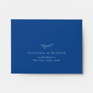 Mariage botanique simple bleu Enveloppe RSVP