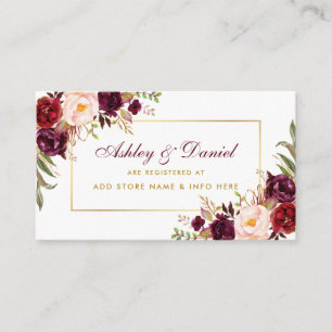 Mariage Bourgogne Floral Registre Insertion Carte 