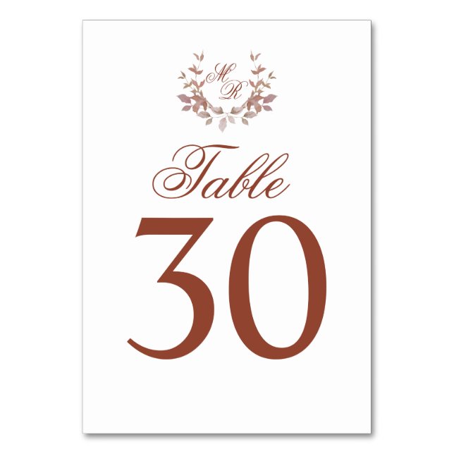 Mariage Bourgogne Numéro de table Monogram Motif (Par défaut)