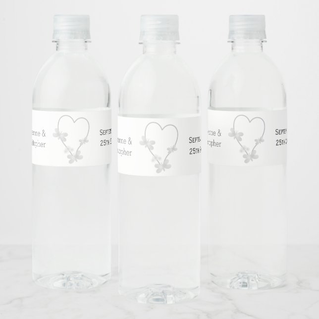 Mariage Bouteille d'eau Étiquette Papillon Coeur d (Bouteilles)