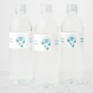 Mariage Bouteille d'eau Étiquette Papillons Turquo