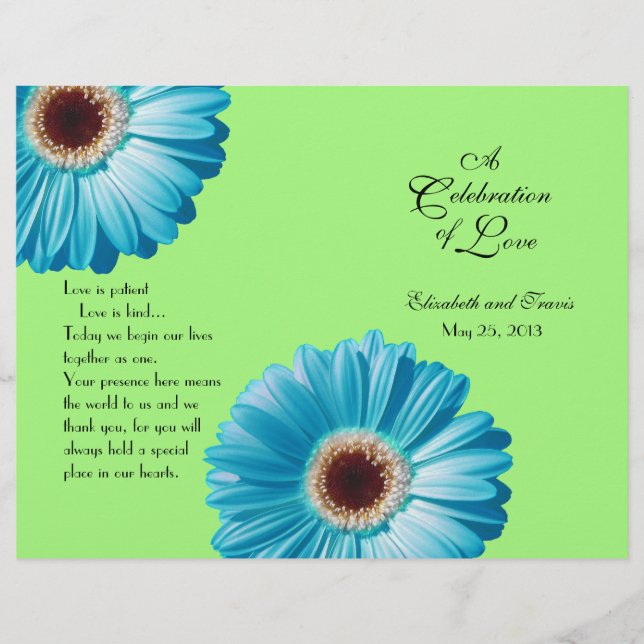 Mariage Bright Blue Daisy Programme (Devant)