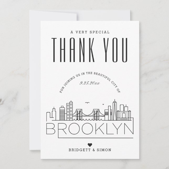 Mariage Brooklyn | MERCI + CARTE PHOTO (Devant)