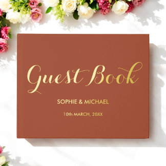 Mariage Brown marié salle Monogram Foil livre d'or