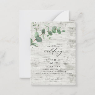 mariage budget Eucalyptus bois blanc Invitation