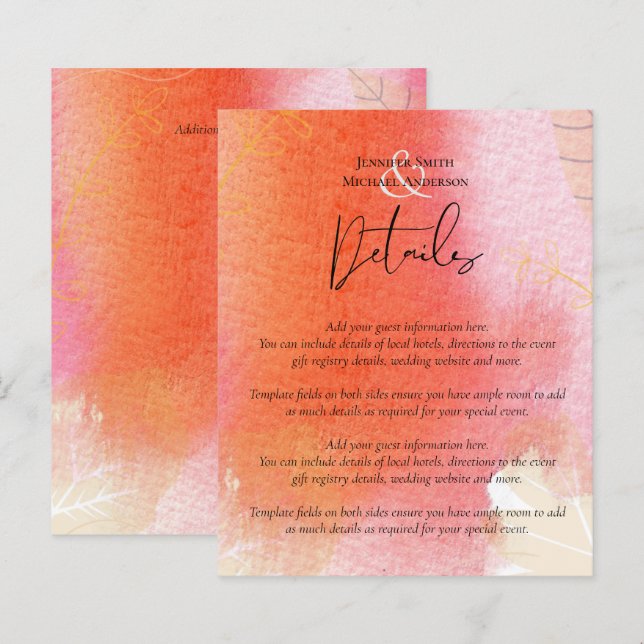 Mariage budget LeahG Feuilles d'aquarelle rouge or (Devant / Derrière)