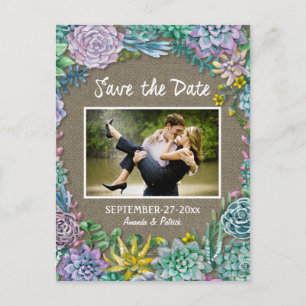 Mariage Burlap Succulent Enregistrer Les Cartes De