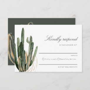 Mariage Cactus moderne Kindly Répondre carte RSVP