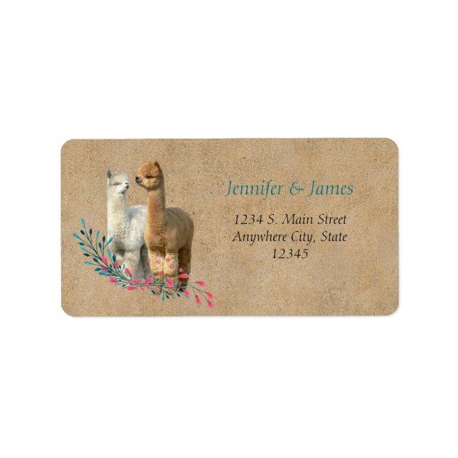 Mariage campagnard Alpaca Étiquettes de retour (Devant)