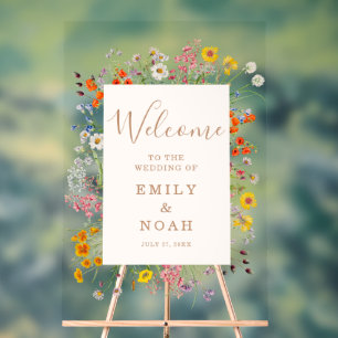 Mariage campagnard Fleur sauvage coloré Bienvenue