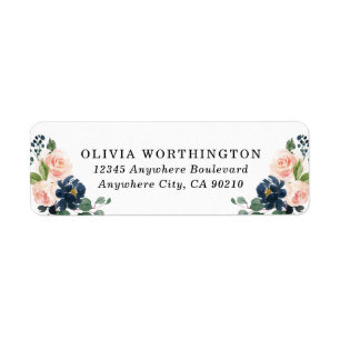 Mariage campagnard floral bleu marine et rose pâle