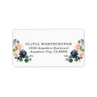 Mariage campagnard floral bleu marine et rose pâle